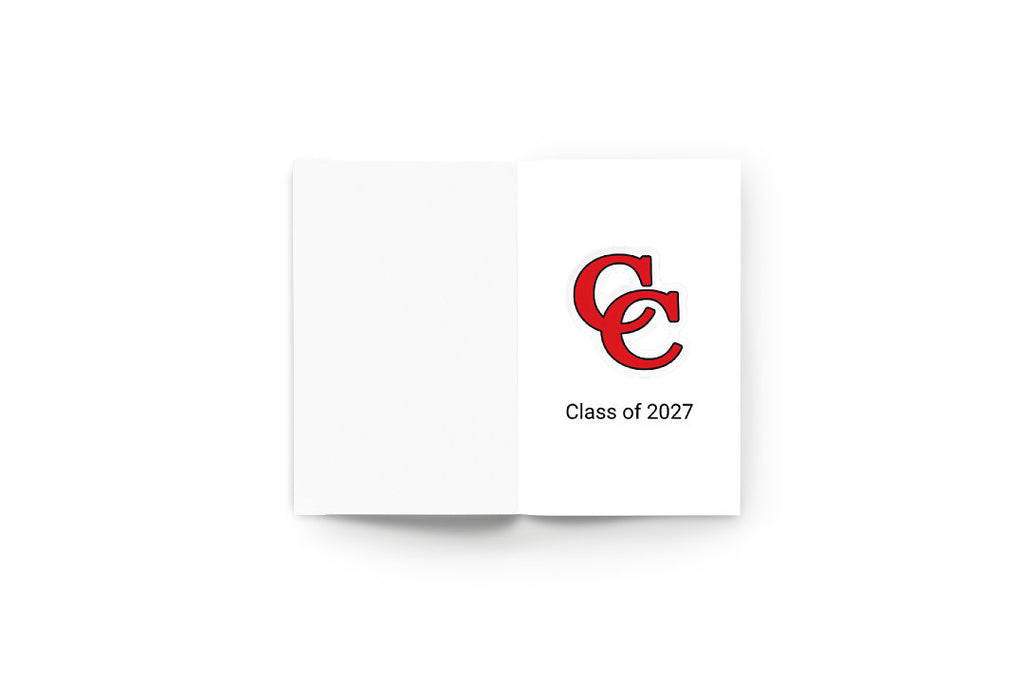 Canyon High School CC Monogram Logo and Class of 2027 imprint on notebook end page